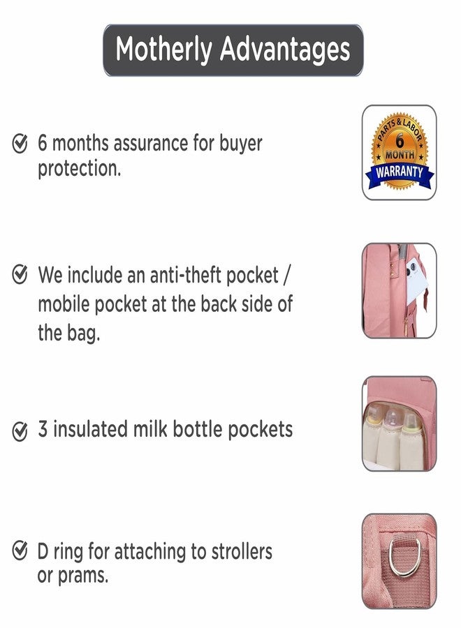 Motherly Everyday Combo Diaper Bag for Mothers for Travel - Includes Assesories | Maternity Bag for Newborn Baby | Baby Bag for Mother(Pink) - Image 2