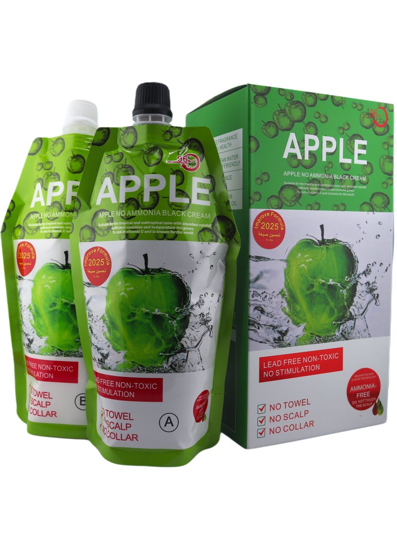 ابل  كريم التفاح الأسود الخالي من الأمونيا، تلوين شعر خالٍ من الرصاص وغير سام، تركيبة خالية من الأمونيا، بدون منشفة ولا فروة رأس ولا طوق، تركيبة محسنة 2025 - Image 1