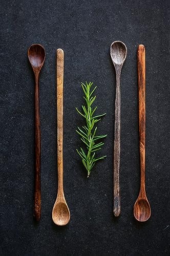Karma Long Handle Tasting Spoons Set for Cooking - Kitchen Utensils - Wood - Set of 4 - Image 5