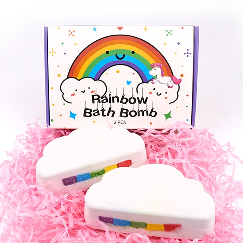 2pcs Rainbow Bath Bombs Handmade Bath Moon⋆ Shaped for Bubble Spa Bath Moisturize Dry Skin - Image 3