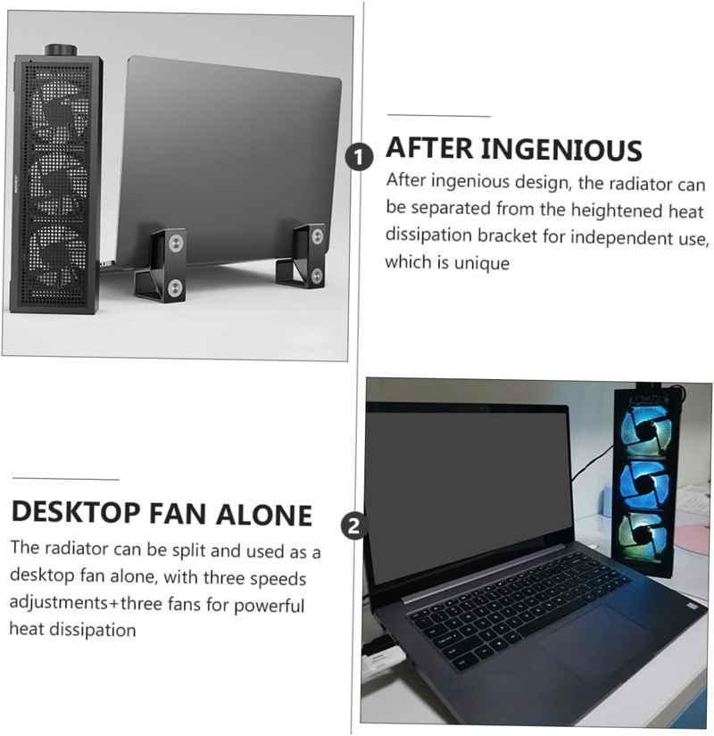 RGB Laptop Cooling Stand with Height Versatile Notebook Riser for Gaming Work Enhanced Heat Dissipation Convenience for Home Use - Image 2