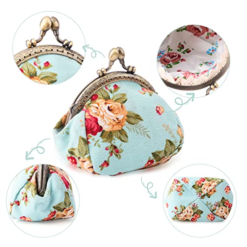Oyachic Floral Coin Purse,Cute Flower Change Purse,Vintage Wallet with Clasp,Coin Holder Pouch for Woman Girls - Image 2