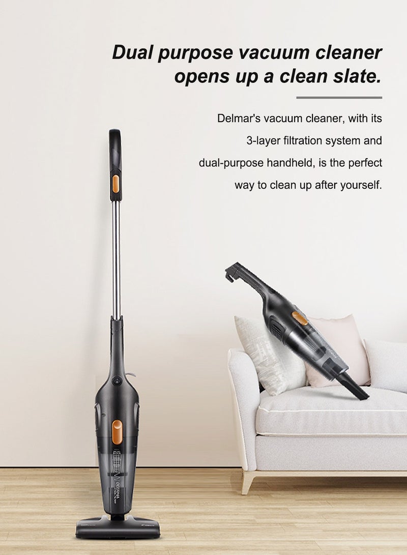 Deerma 2-in-1 Handheld Upright Vacuum Cleaner,  12kPa Strong Suction, 600W, 5M Power Cable - DX115C Black 1.2 L 600 W DX115C Black - Image 2