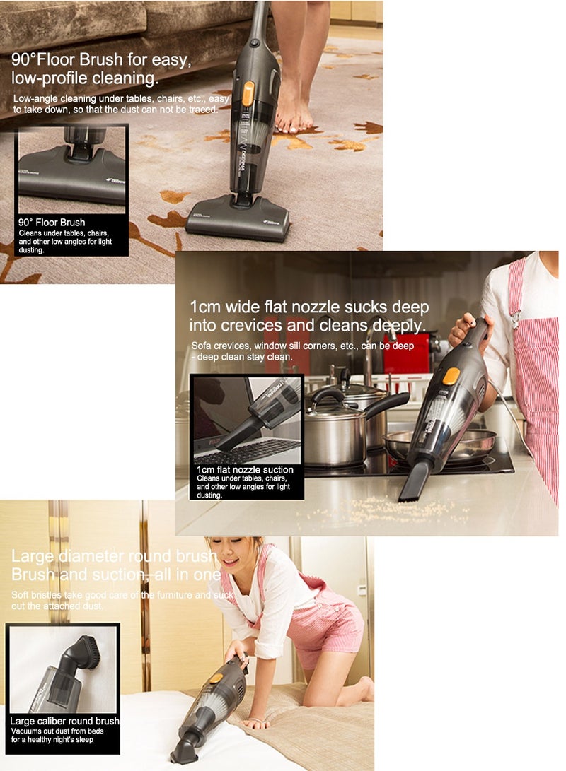Deerma 2-in-1 Handheld Upright Vacuum Cleaner,  12kPa Strong Suction, 600W, 5M Power Cable - DX115C Black 1.2 L 600 W DX115C Black - Image 3