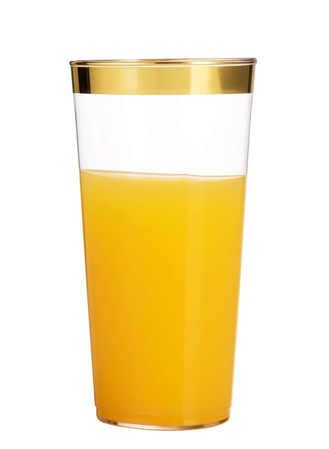 Munfix 100 Gold Plastic Cups 14 Oz Clear Tumblers Gold Rimmed Fancy Disposable Wedding Elegant Party Cups with Gold Rim - Image 4