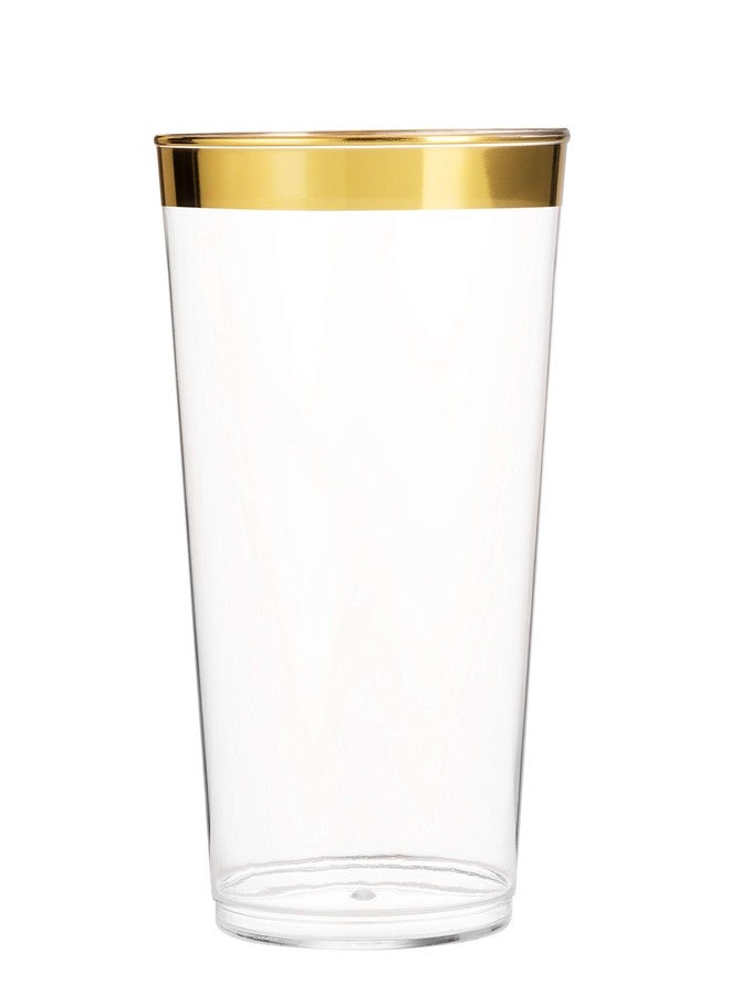 Munfix 100 Gold Plastic Cups 14 Oz Clear Tumblers Gold Rimmed Fancy Disposable Wedding Elegant Party Cups with Gold Rim - Image 2