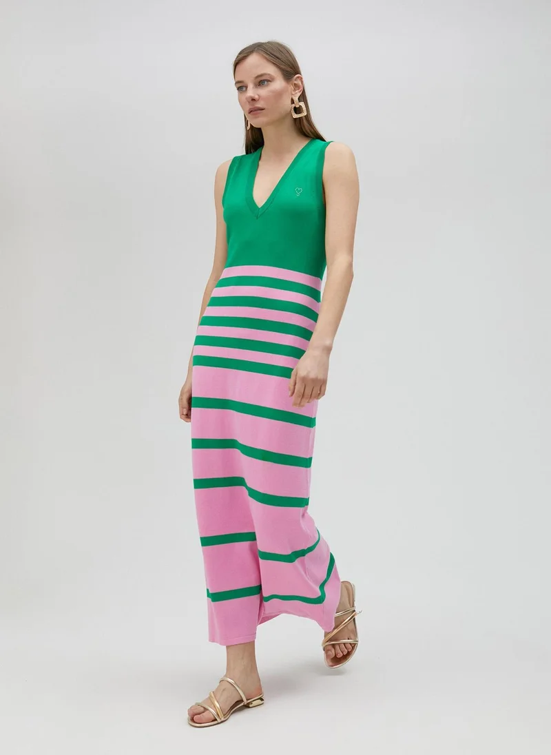 Lola Casademunt Long two-tone knit dress
