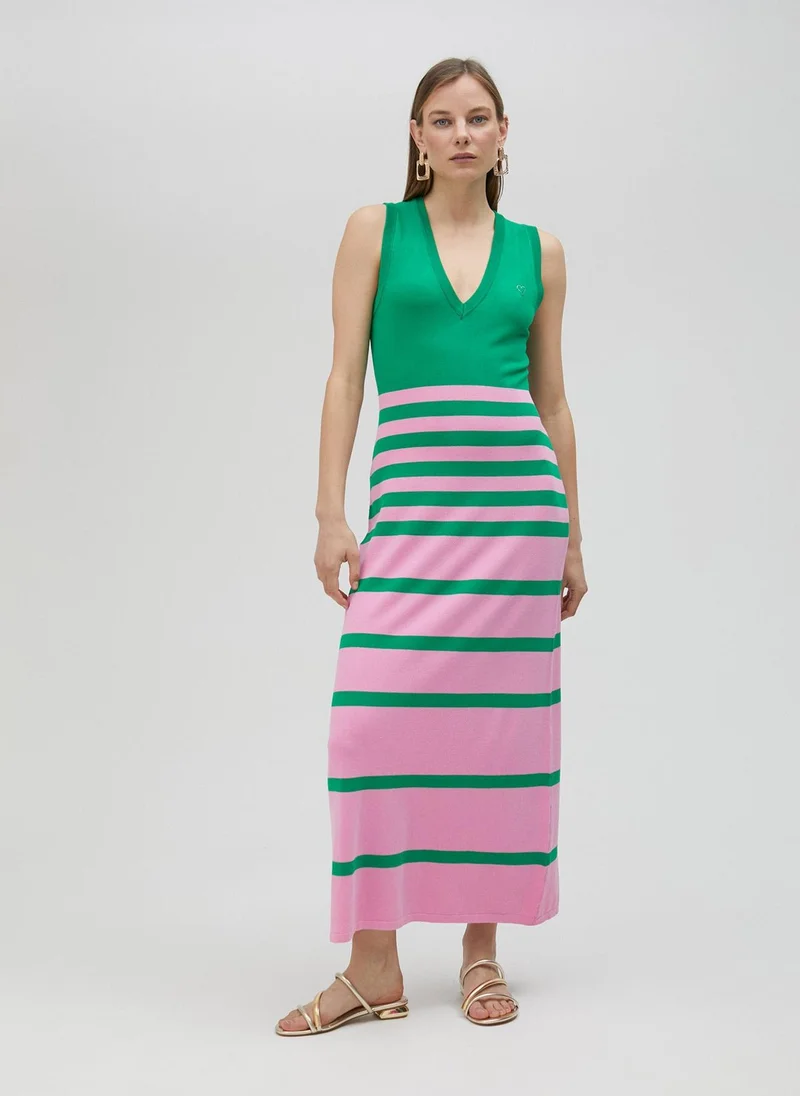 Lola Casademunt Long two-tone knit dress