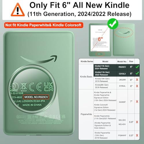 MoKo Case Fits 6 AllNew Kindle 11th Generation20242022 Release Lightweight Shell Cover with Auto WakeSleep for Kindle 20242022 11th Gen eReader Matcha - Image 3