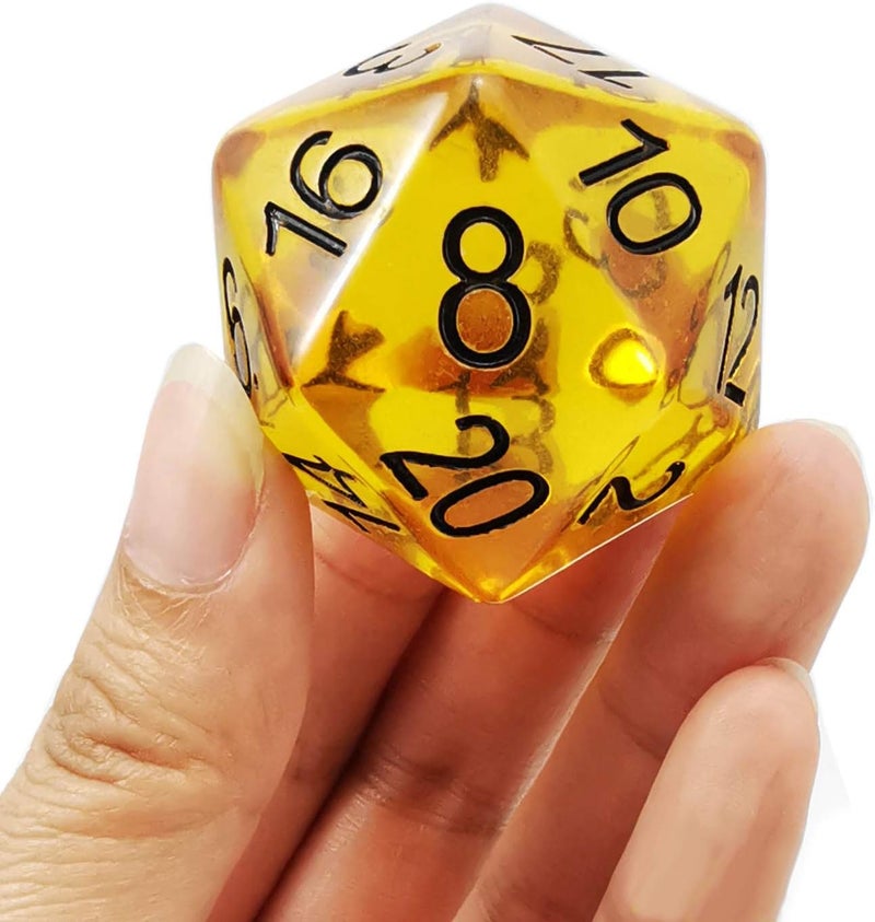 Bescon Amber Jumbo D20 38MM, Big Size 20 Sides Dice, Big 20 Faces Cube 1.5 inch - Image 1