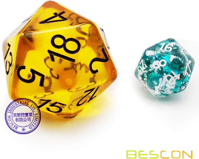 Bescon Amber Jumbo D20 38MM, Big Size 20 Sides Dice, Big 20 Faces Cube 1.5 inch - Image 3