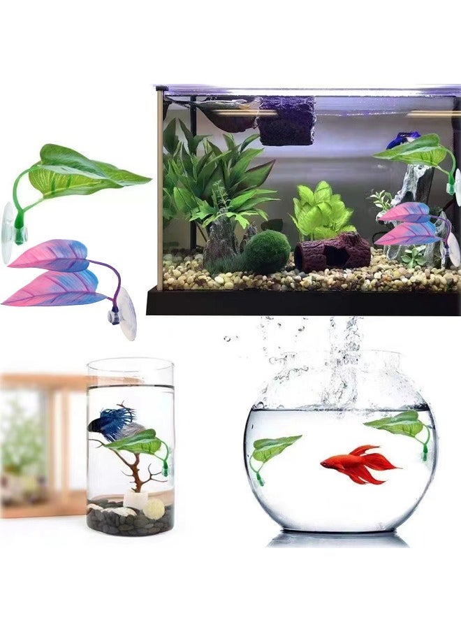 ZVEV 4 PCS Fish Tank Decoration Betta Bed Leaf Hammock for Betta Fish, Lightweight and Realistic Resting Spot, For Fish Leaf Pad, Ornamental Artificial Leaf Bed Aquarium Accessoriesï¼Green/Purpleï¼ - Image 4