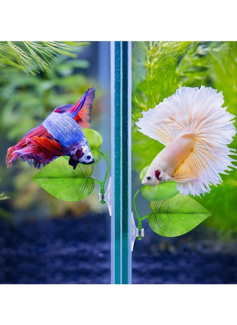 ZVEV 4 PCS Fish Tank Decoration Betta Bed Leaf Hammock for Betta Fish, Lightweight and Realistic Resting Spot, For Fish Leaf Pad, Ornamental Artificial Leaf Bed Aquarium Accessoriesï¼Green/Purpleï¼ - Image 3