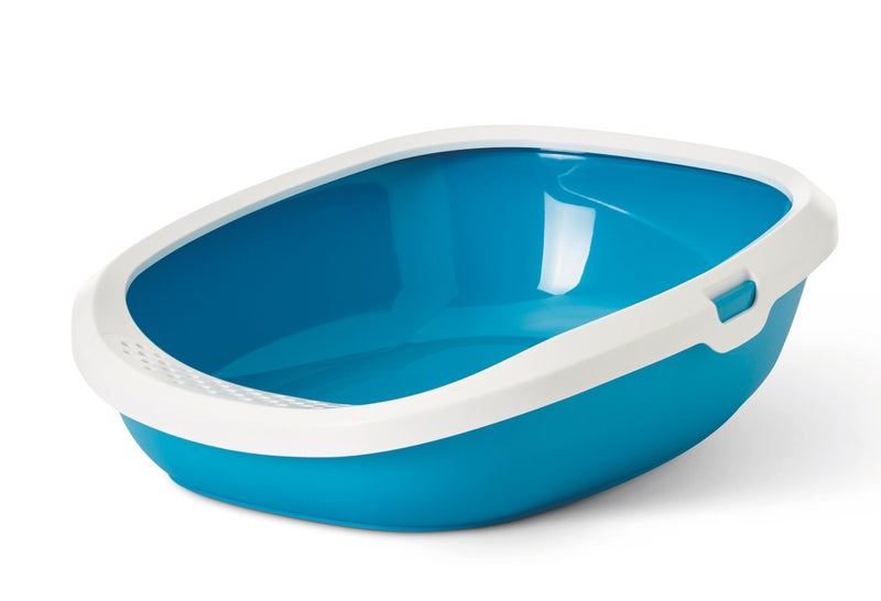 Savic Gizmo Cat Litter Tray with Rim – 17” Lightweight, Durable Litter Box for Cats & Kittens Odor-Reducing, Easy to Clean, Ideal for Toilet Training – Twilight Blue - Image 1