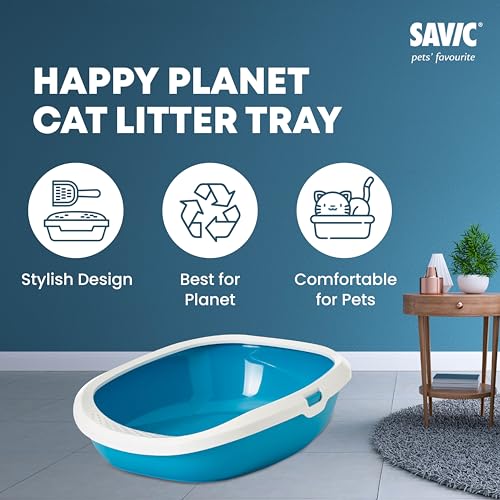 Savic Gizmo Cat Litter Tray with Rim – 17” Lightweight, Durable Litter Box for Cats & Kittens Odor-Reducing, Easy to Clean, Ideal for Toilet Training – Twilight Blue - Image 4