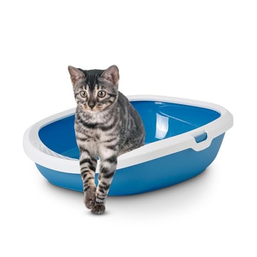 Savic Gizmo Cat Litter Tray with Rim – 17” Lightweight, Durable Litter Box for Cats & Kittens Odor-Reducing, Easy to Clean, Ideal for Toilet Training – Twilight Blue - Image 2