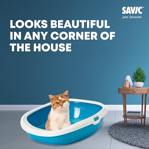 Savic Gizmo Cat Litter Tray with Rim – 17” Lightweight, Durable Litter Box for Cats & Kittens Odor-Reducing, Easy to Clean, Ideal for Toilet Training – Twilight Blue - Image 5
