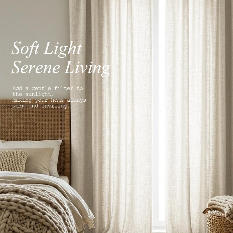 AUSSPVOCT Pinch Pleated Linen Curtains 90 Inch Length for Living Room & Bedroom, Birch Light Filtering Pleat Drapes, Memory Trained Semi-Sheer Window Curtain with Hooks for Farmhouse, 2 Panels 40"Wx90"L - Image 3