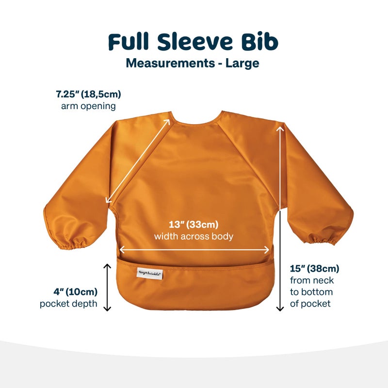 Tiny Twinkle Long Sleeve Bib for Babies & Toddlers - 2 Pack Waterproof Smock Bibs for Eating - Machine Washable & Mess-Proof, Baby Feeding Essential & Shower Must-Have (Sand Cinnamon,2-4Y) - Image 3