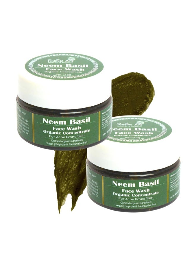 راستيك أرت غسول وجه مُركّز بخلاصة النيم والريحان من روستيك آرت | مُكافحة حب الشباب والبثور | جل تنظيف عميق يدوم 3 مرات | عضوي وعشبي | خالٍ من الكبريتات والبارابين | مثالي للبشرة الدهنية والمُعرضة لحب الشباب | عبوة من قطعتين، 50 غرام - Image 5