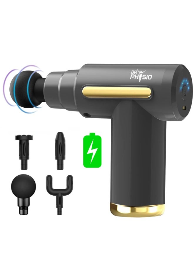 دكتور فيزيو جهاز تدليك دكتور فيزيو يو إس إيه فايب جرافيت 1038 لتخفيف آلام العضلات، جهاز تدليك عميق للأنسجة، محمول وقابل لإعادة الشحن مع 4 رؤوس و6 سرعات للرجال والنساء - Image 1