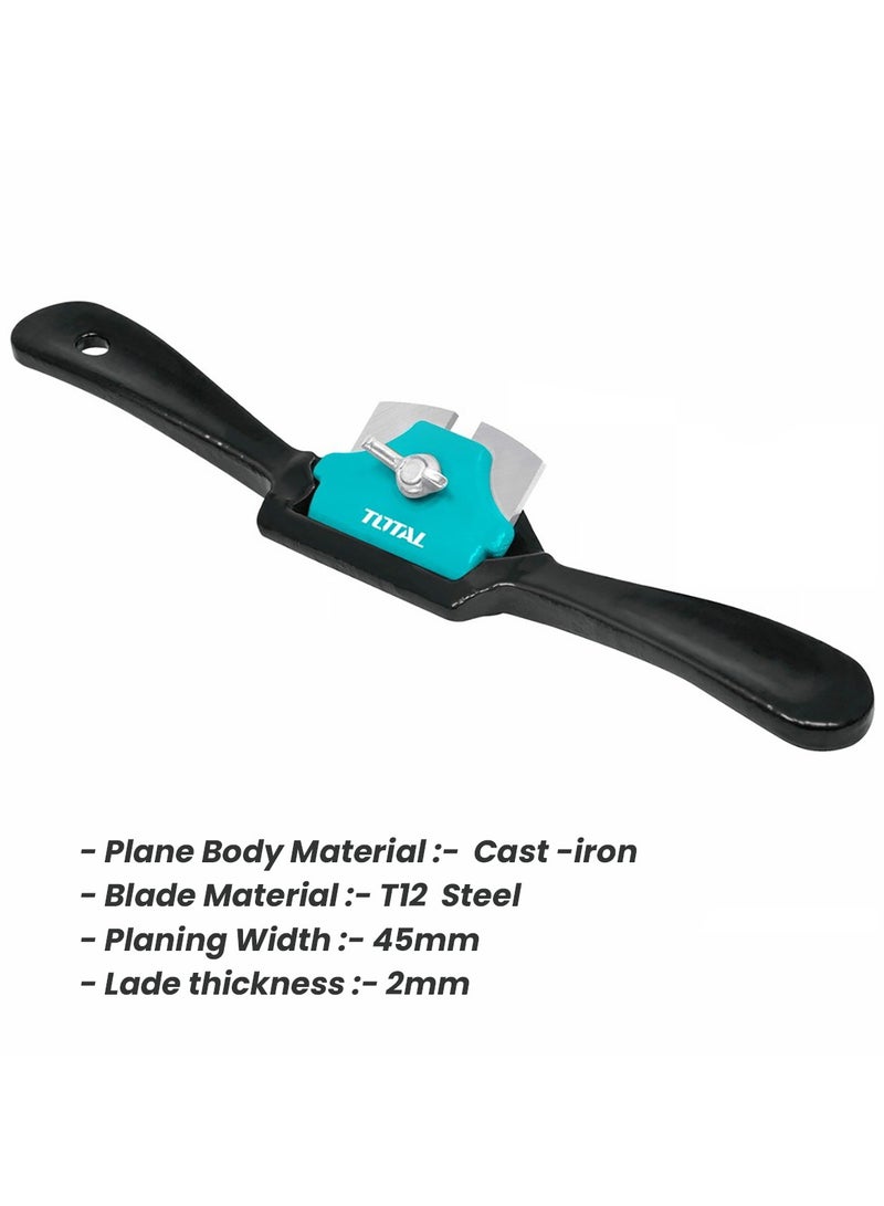 توتال شفرة حلاقة 9 بوصة، هيكل من الحديد الزهر، شفرة من فولاذ T12، عرض تخطيط 45 مم، سمك شفرة 2 مم، أداة يدوية للنجارة للأسطح المحدبة THTP03092 - Image 3