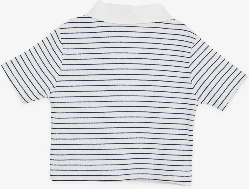 Breeze Girl's Crop T-Shirt Zippered Striped White (Age 9-14)