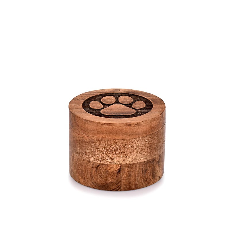 EDHAS Acacia Wood Decorative Urns Funeral Cremation Urn for Ashes for Dogs, Pet Urns for Cats (3.5" x 3.5" x 2.5") - Image 1