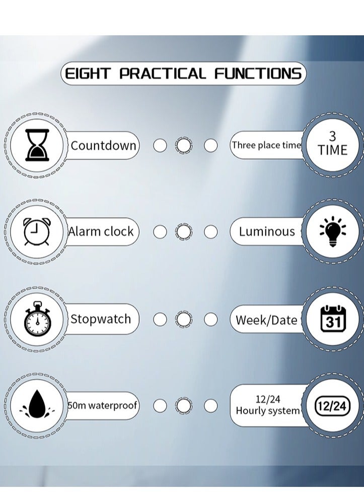 ساندا ساعة إلكترونية عصرية للرجال مزودة بشاشة مزدوجة متعددة الوظائف وإضاءة ليلية رائعة ورياضية خارجية مقاومة للماء - Image 5