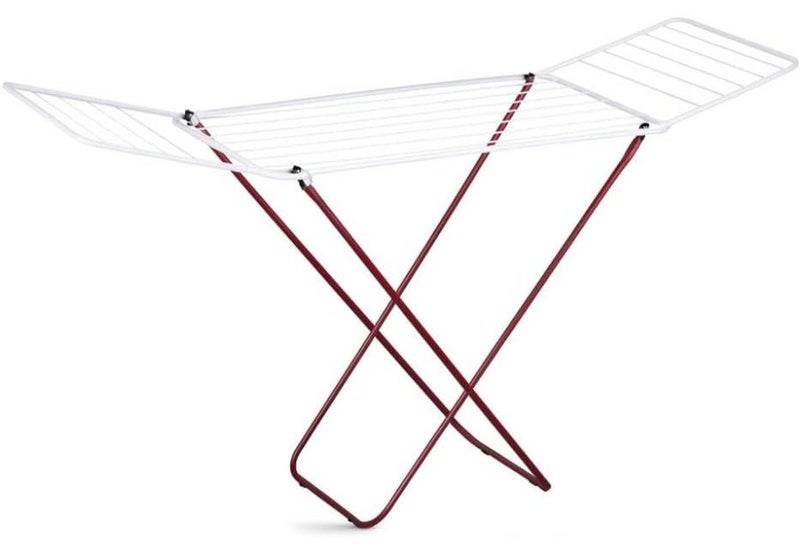 KOVAR Foldable Clothes Drying Rack, 180x50x100 cm, Indoor Outdoor Laundry Stand, White and Red - Image 1