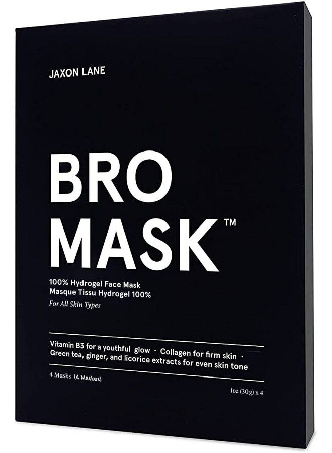 JAXON LANE Bro Mask: Korean Face Mask For Men ; 2 Pc Hydrating Anti Aging Sheet Masks Contains Vitamin C Vitamin E Hyaluronic Acid Hydrolyzed Collagen For Face Care & Acne Treatment By Jaxon Lane (4 Pack)  - Image 3