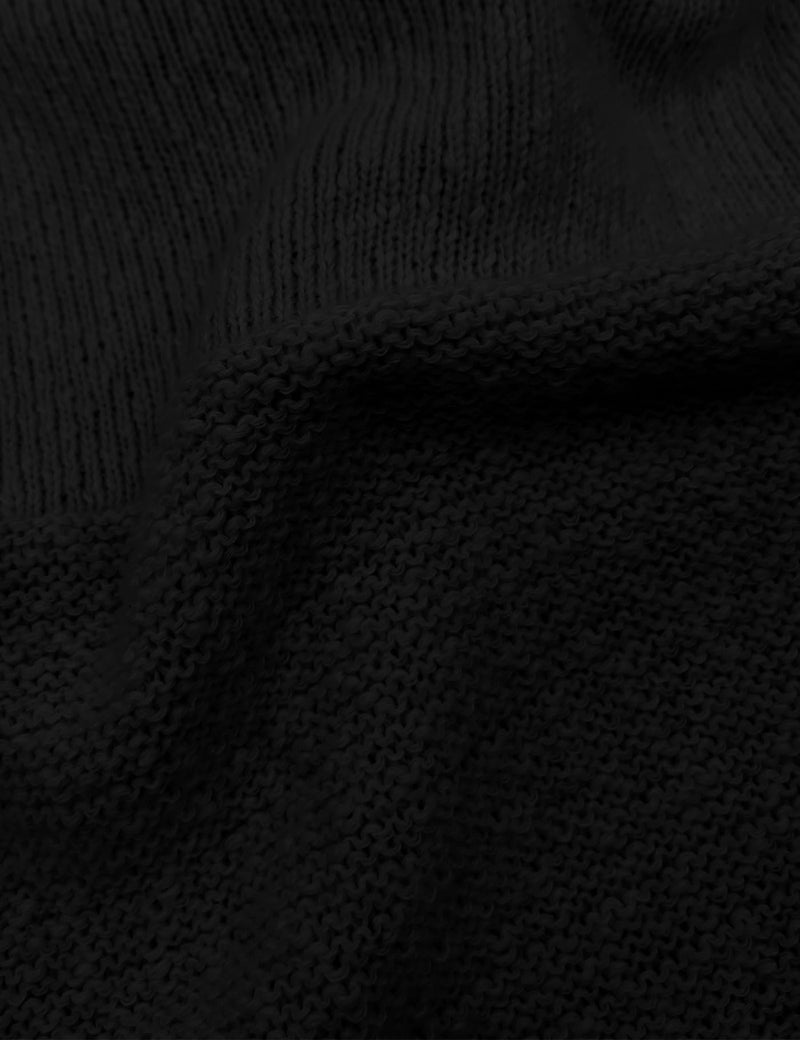 PRETTODAY Women's Crew Neck Knit Sweater Long Sleeve Textured Ribbed Casual Loose Cropped Pullover Tops Black - Image 5