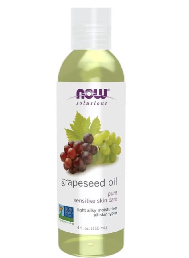 NOW  Grapeseed Oil 118ml – Lightweight Silky Moisturizer for Sensitive & All Skin Types - Image 1