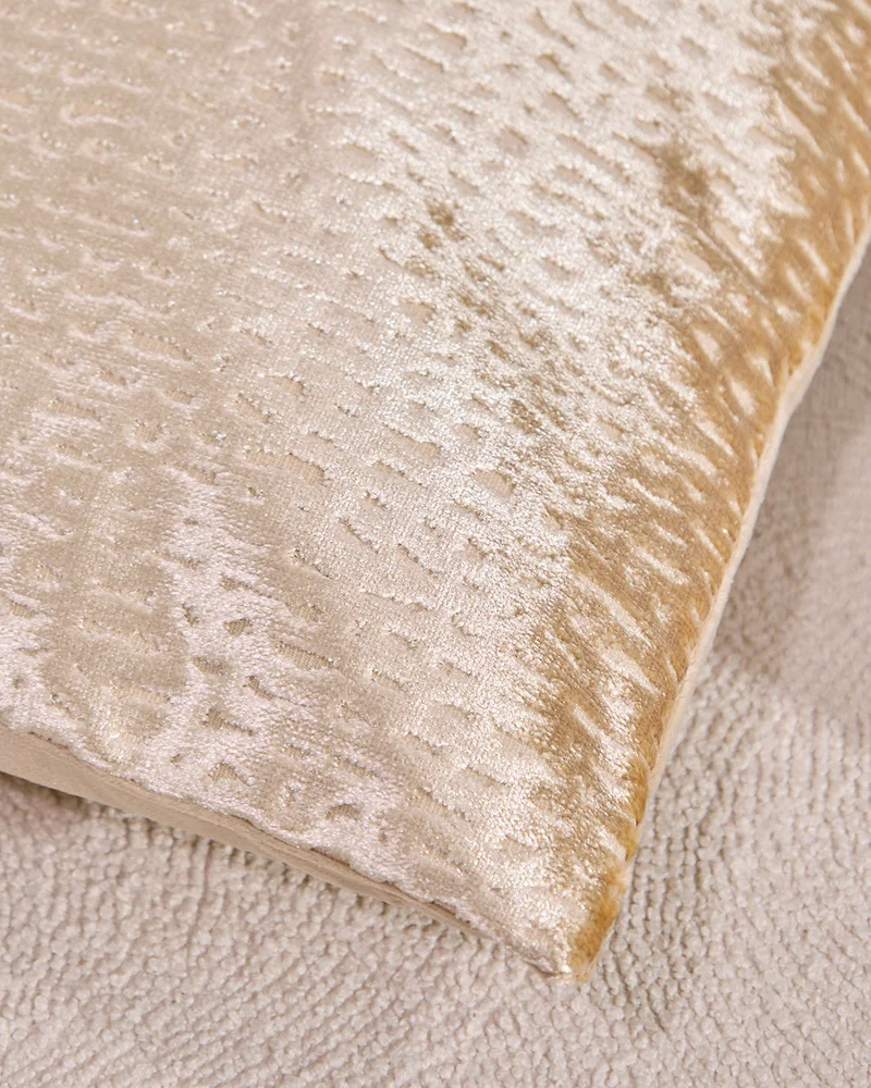 REDTAG Beige Velvet Jacquard Cushion
