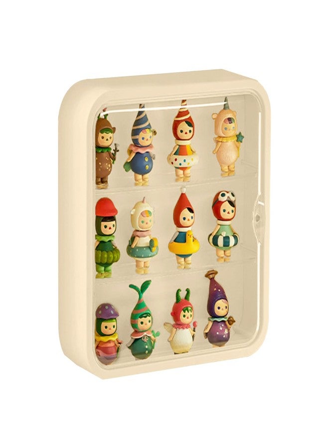 WMM Clear Display Case for Figures, Wall-Mounted Doll Storage Box, Adjustable Display Stand with Door Dust and Moisture Proof Suitable for Lego Collectibles Action Figures Pop Mart (Cream) - Image 1