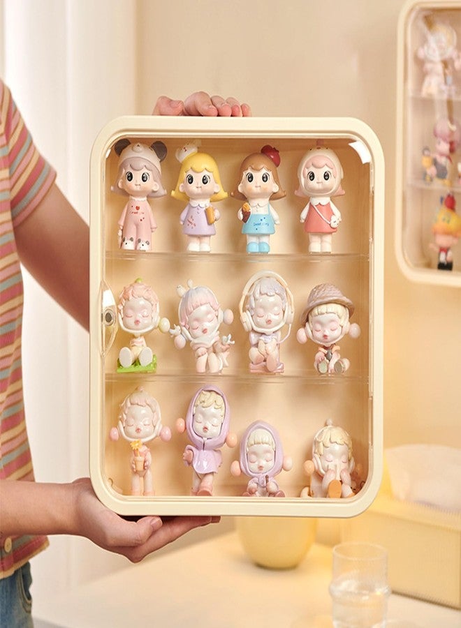 WMM Clear Display Case for Figures, Wall-Mounted Doll Storage Box, Adjustable Display Stand with Door Dust and Moisture Proof Suitable for Lego Collectibles Action Figures Pop Mart (Cream) - Image 4