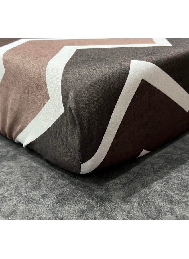 ohello® Stretchable/Spandex Printed Sofa Slip Cover, Pack of 5 Sofa seat Covers can use for livingroom, Couch, Wooden Sofas & Offices (Brown & White, SSC_911) - Image 4