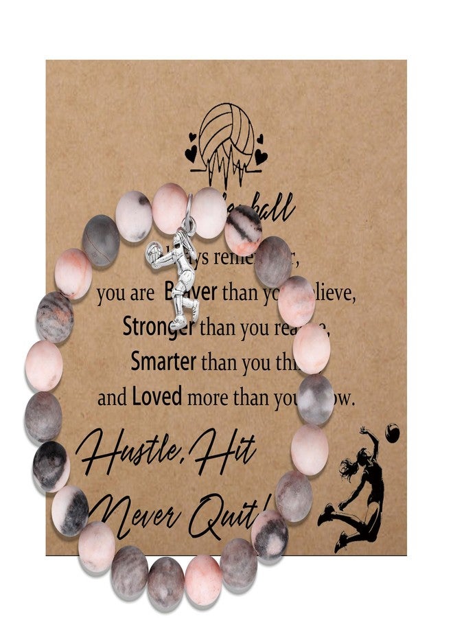 Fullrainbow Volleyball Bracelet for Women Volleyball Gifts for Team Volleyball Stuff Volleyball Gifts Volleyball Jewelry Volleyball Party Favors Inspirational Gifts (Pink Volleyball Gifts-B) - Image 1
