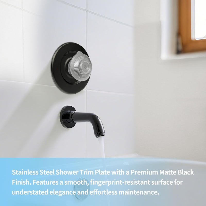 FIMXSD Escutcheon Replacement for Moen 16090 Chateau Collection, Shower Handle Cover Plate for One-Handle Tub and Shower Faucets (Black) - Image 5