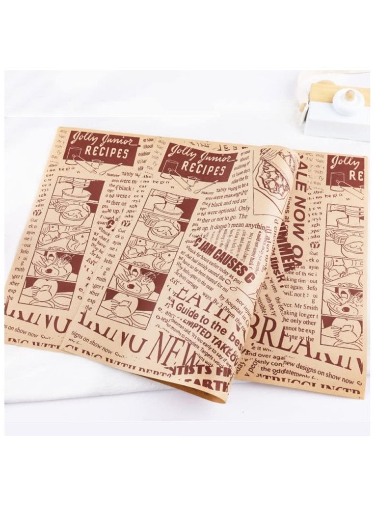 Generic 100Pcs Sandwich Wrap Paper,Parchment Paper Sheets Wax Paper Sheets,Deli Paper Sheets,Waterproof Baking Paper,Disposable Food Wrapping Grease Resistant Liner Papers for Hamburger BBQ Picnic (Brown)  - Image 1