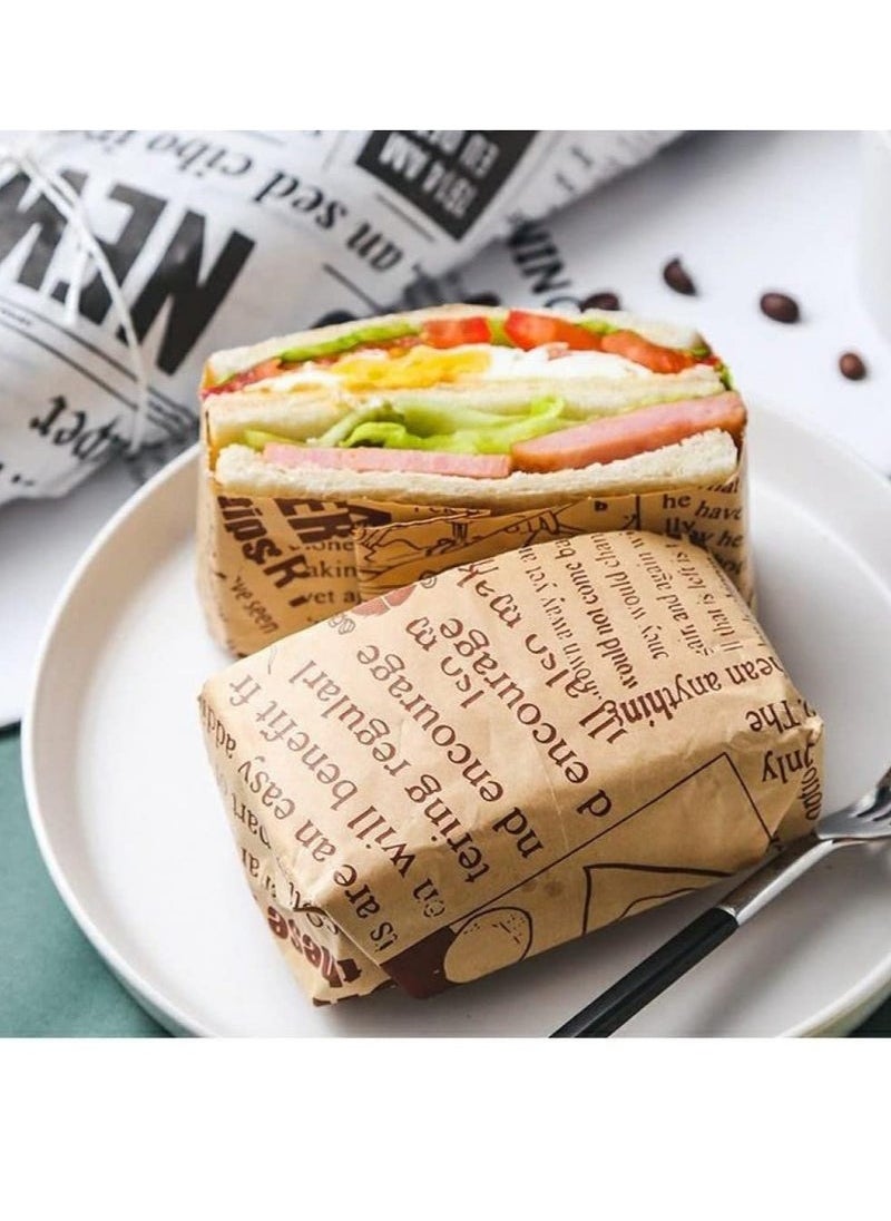 Generic 100Pcs Sandwich Wrap Paper,Parchment Paper Sheets Wax Paper Sheets,Deli Paper Sheets,Waterproof Baking Paper,Disposable Food Wrapping Grease Resistant Liner Papers for Hamburger BBQ Picnic (Brown)  - Image 4