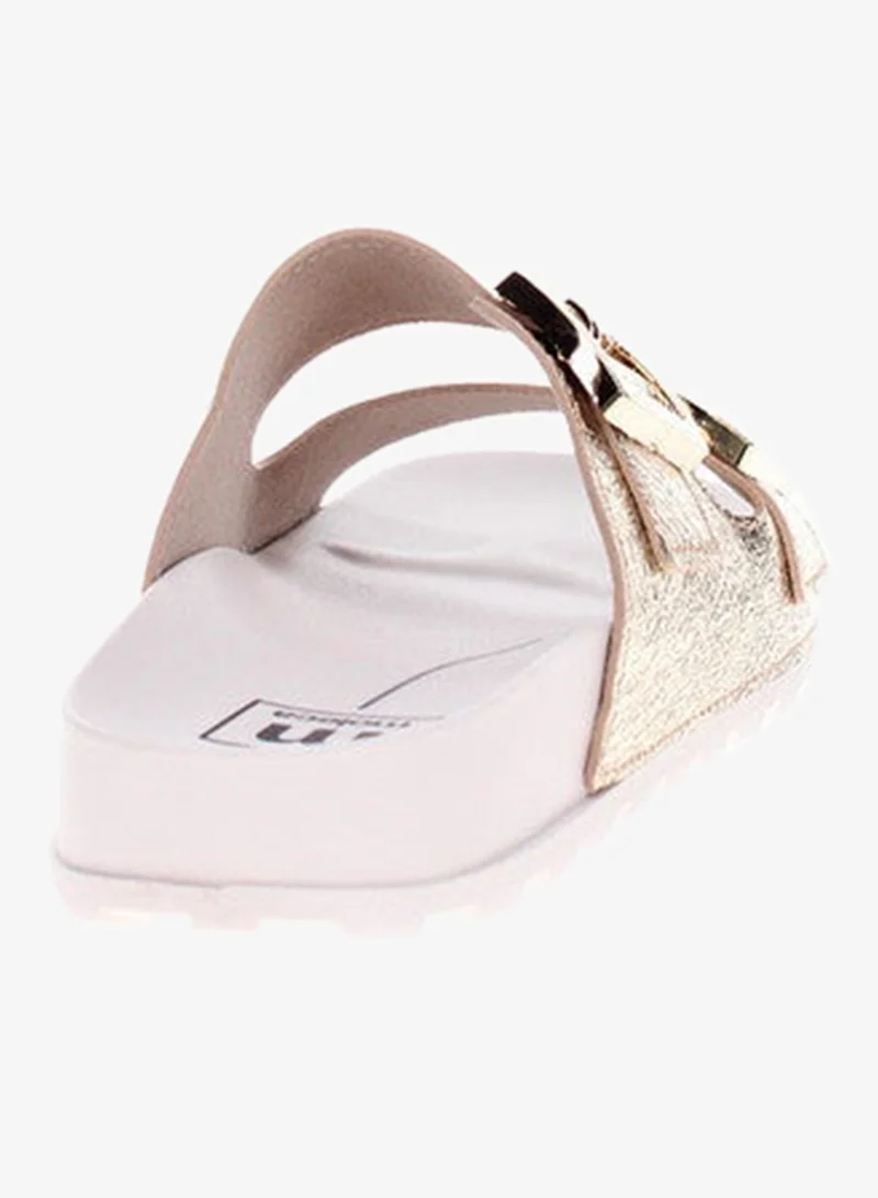 Moleca Golden Moleca Ladies Flat Sandals Golden | Made In Brazil for Women | Best Price UAE