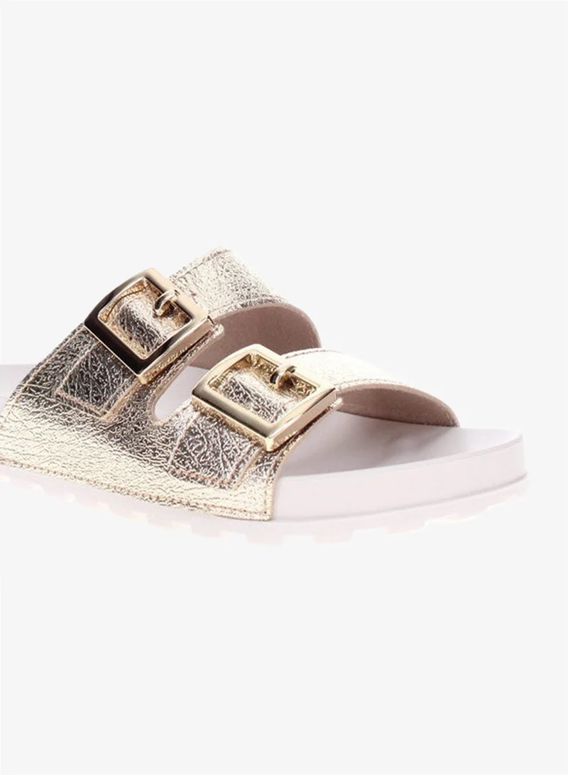 Moleca Golden Moleca Ladies Flat Sandals Golden | Made In Brazil for Women | Best Price UAE