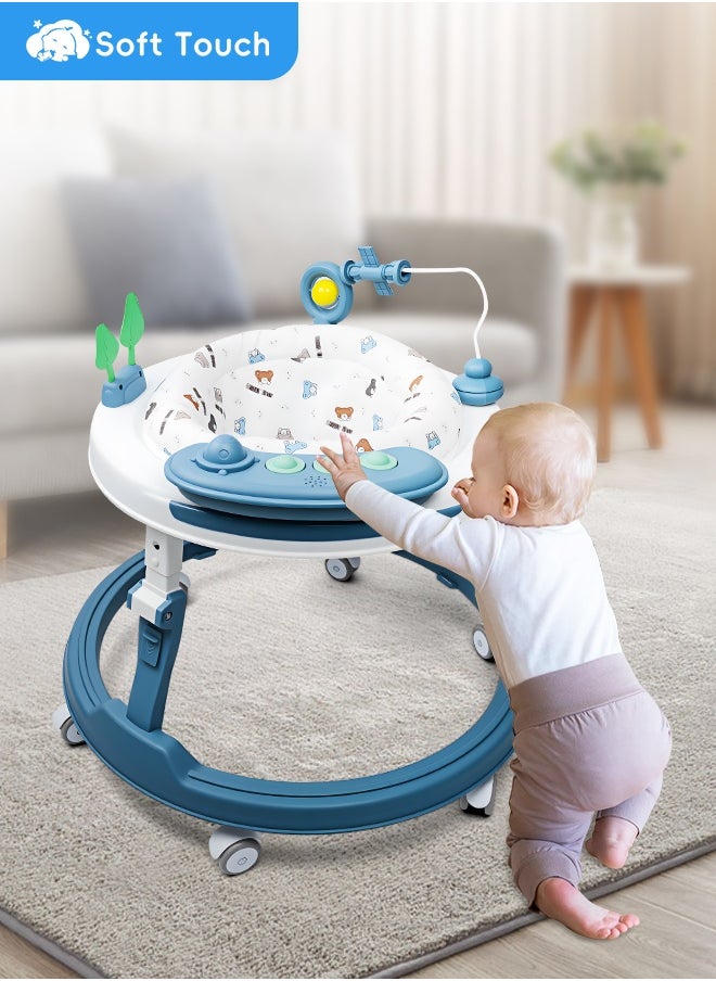 Soft Touch Foldable Baby Walker with Wheels Baby Round Walker With Musical Toy 360 Degree Swivel Seat Detachable Toys Infant Walker for 6-18 Months Boys and Girls  - Image 2