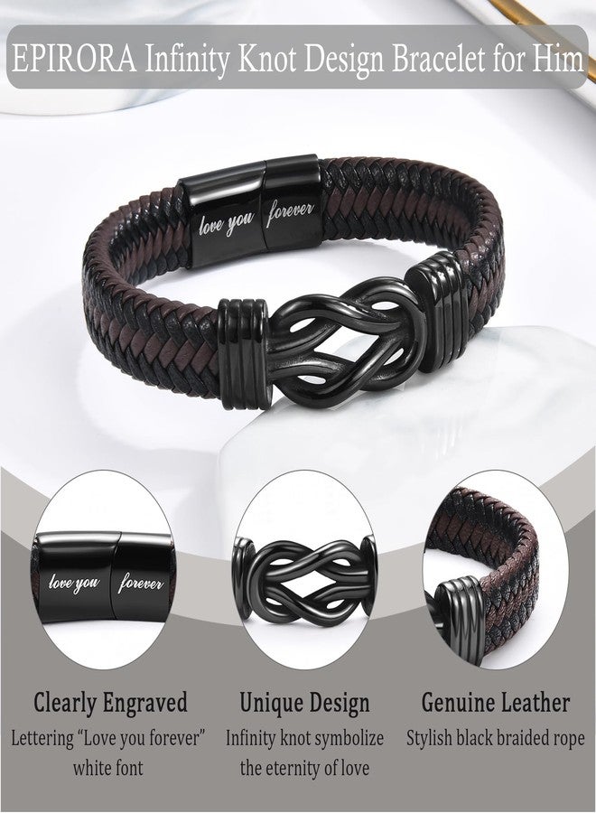 EPIRORA Gifts for Son - 8 Inch Stainless Steel Forever Linked Together Braided Infinity Bracelets for Men Boys, Christmas Stocking Stuffers Birthday Graduation Jewelry Present, Son Gifts from Mom Dad - Image 4