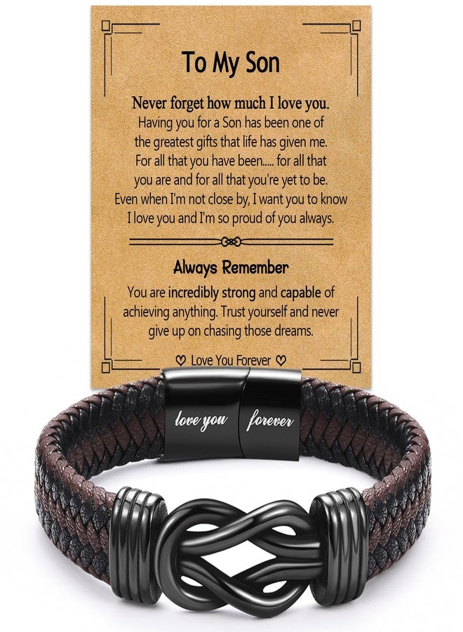 EPIRORA Gifts for Son - 8 Inch Stainless Steel Forever Linked Together Braided Infinity Bracelets for Men Boys, Christmas Stocking Stuffers Birthday Graduation Jewelry Present, Son Gifts from Mom Dad - Image 1