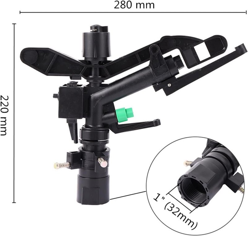APPSTER 360° Rain Gun Sprinkler Nozzle Spray Head for Garden Irrigation Lawn Farm Agriculture Plant Watering Rotating Rocker Arm Sprinklers Mist Sprayer (1" Female Thread) - Image 2