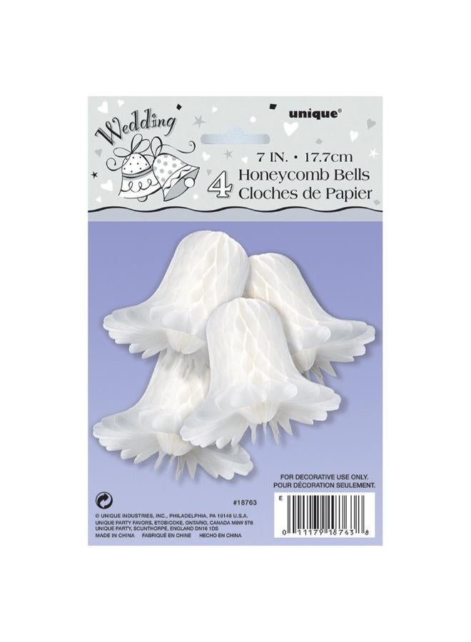 يونيك زينة فريدة من نوعها على شكل جرس زفاف أبيض على شكل خلية نحل مقاس 7 بوصات، 4 قطع - Image 4