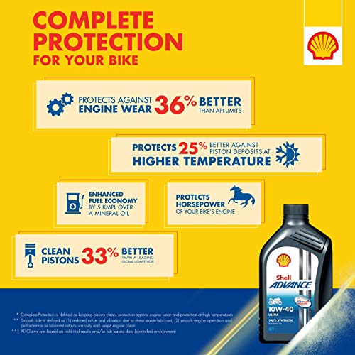 Shell Advance Ultra 4T 10W-40 API SN Fully Synthetic Motorbike Engine Oil (1 L) - Image 3