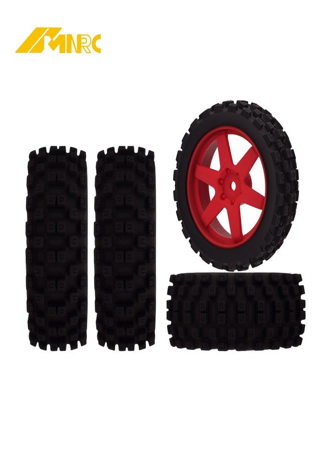 NMNRC Hexagonal Style Pre Glued Wheel and Tires Plastic Rim Rubber for 1/18 Typhon Grom 223S Series Upgrades Part Red - Image 3